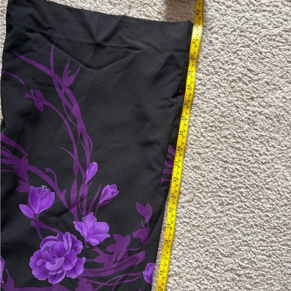 le chateau Black Wide Leg Pants with Purple Floral Print - Picture 10 of 10
